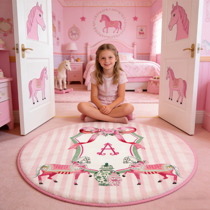 Personalized Monogram Mockingbird Florals Design Doormat Gift for Equestrian Riding Lovers Hourse Lover Gifts