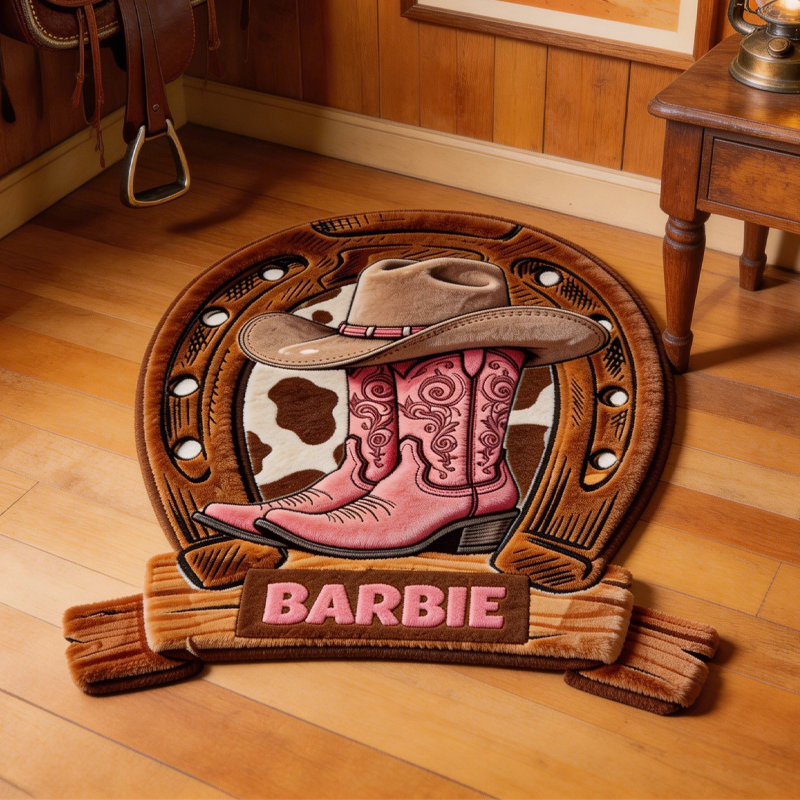Personalized Pink Cowboy Boots Doormat Gift for Equestrian Riding Lovers Hourse Lover Gifts Birthday Gift for Kids