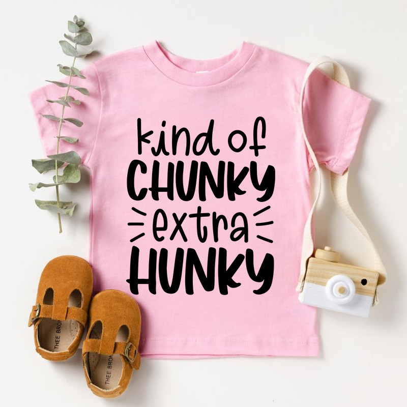 Kind of Chunky Extra Hunky Funny Kids T-Shirt Chunky Is the New Hunky Kids Tee Funny T-Shirt for Kids