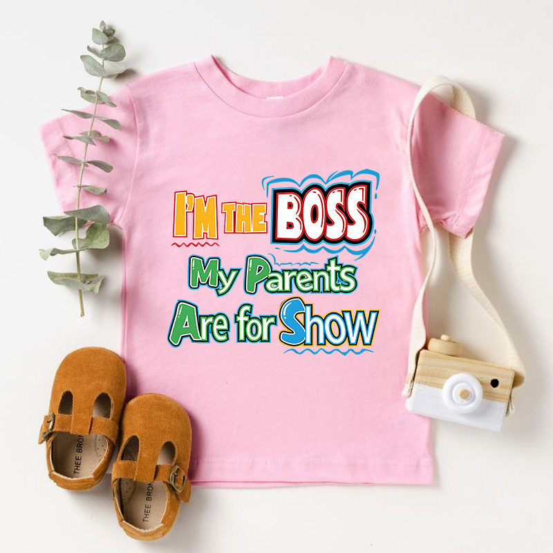 Funny Boss Quote Gift For Kids Cute Confident Saying Colorful Letters Family Humor Outfit Kid's T-Shirt