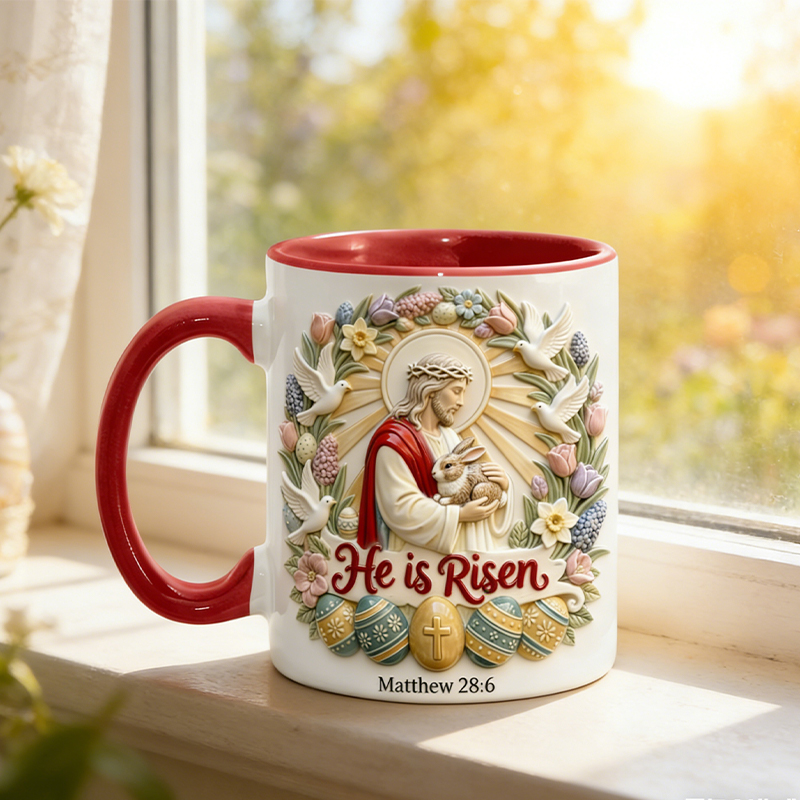 Personalized "He is Risen" Easter Mug Custom Name Christian Gift