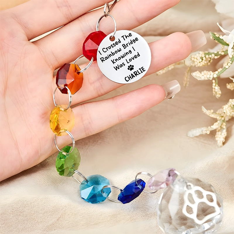 Personalized Forever In My Heart Memorial Rainbow Bridge Suncatcher Sympathy Gift For Pet Owners Pet Lovers