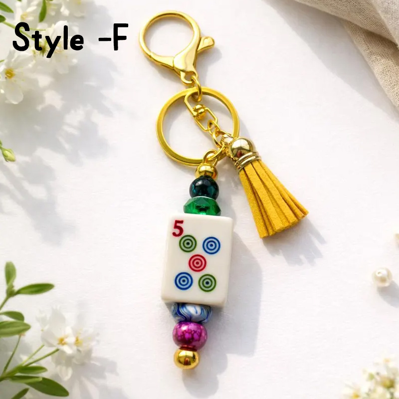 Mahjong Tile Keychain Gift for Player Mahjong Bag Charm Accessory Mahjong Lover Gifts