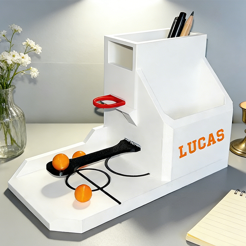 Personalized 3D Printed Basketball Desk Organizer with Custom Name for Sports Fans