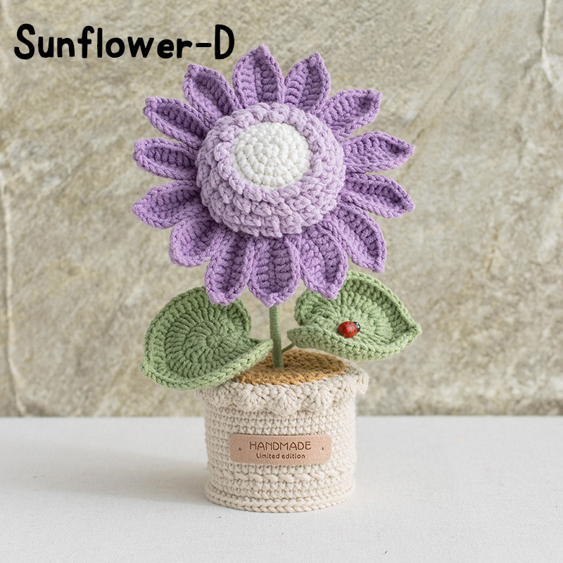 Handmade Crochet Sunflower Rose Lily Flower Pot Mother S Day Birthday Graduation Decor Cute Gift for Her Kid Girlfriend Friend Mom Grandma