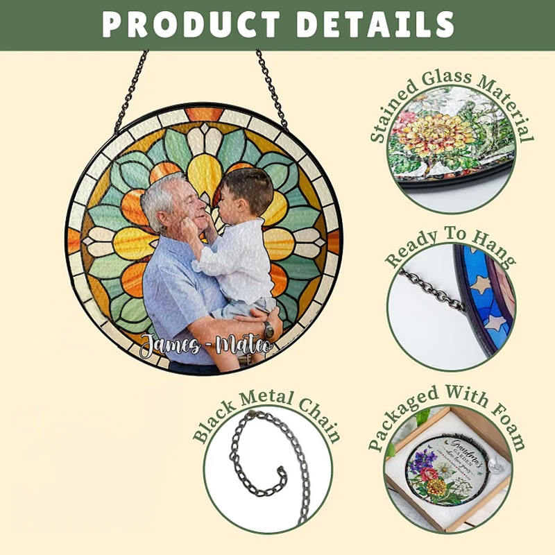 Personalized Grandma Portrait Suncatcher Window Hanging Mother's Day Gifts