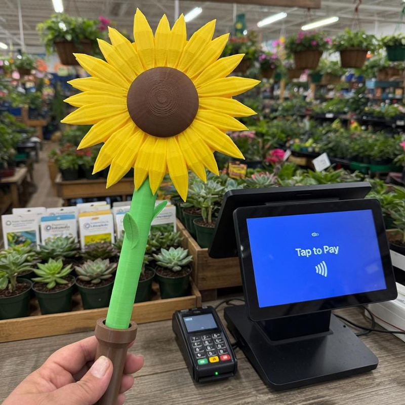 Personalized  Sunflower Tap to Pay Wand Credit Card Reacher for Drive Thrus Vendors 