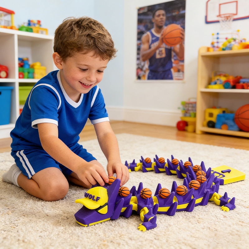 Personalized 3D Printed Basketball Dragon Toy with Custom Name and Number for Kids and Enthusiasts