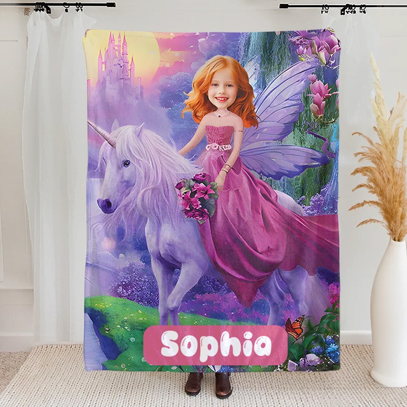 Personalized Princess and Dream Horse Purple Blanket Birthday Children's Day Gift