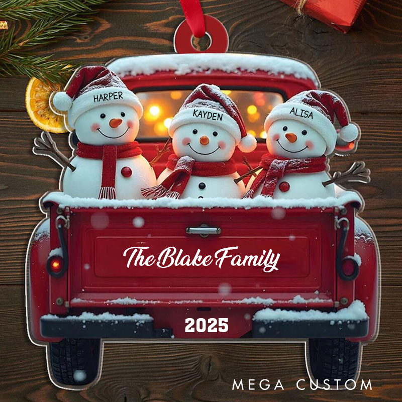 Personalized Snowman Christmas Ornament Red Truck Christmas Ornament Snowman Ornament Custom Name Ornament