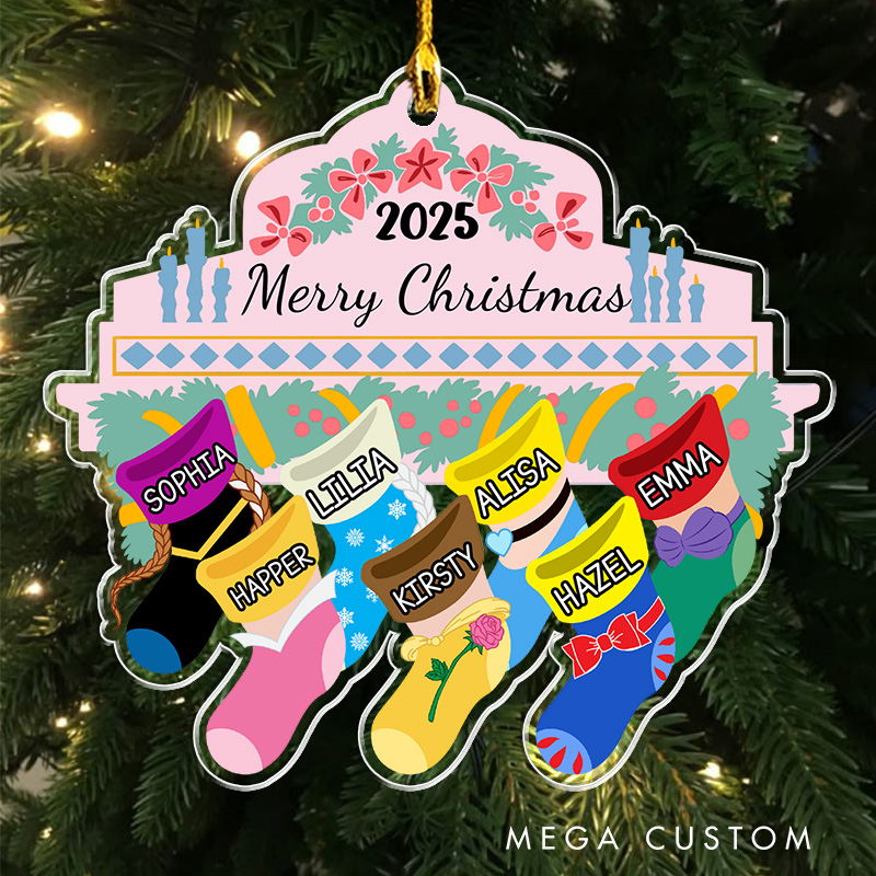 Personalized Family Pink Stocking Christmas Tree Ornament 2027 Acrylic Ornament Movie Christmas Gift Film Xmas Gift Christmas Decor