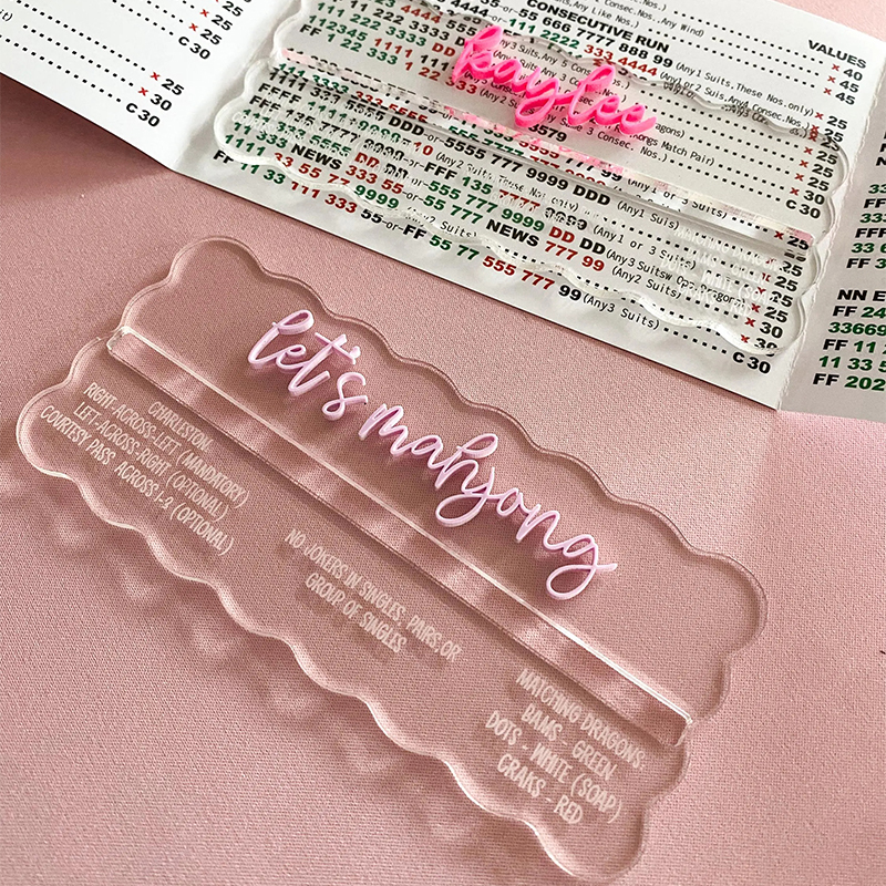 Personalized Mahjong Row Finder with Rules Scalloped Mahjong Line Reader Mahjong Gifts Mahjong Rule Helper for American Mahjong Lovers