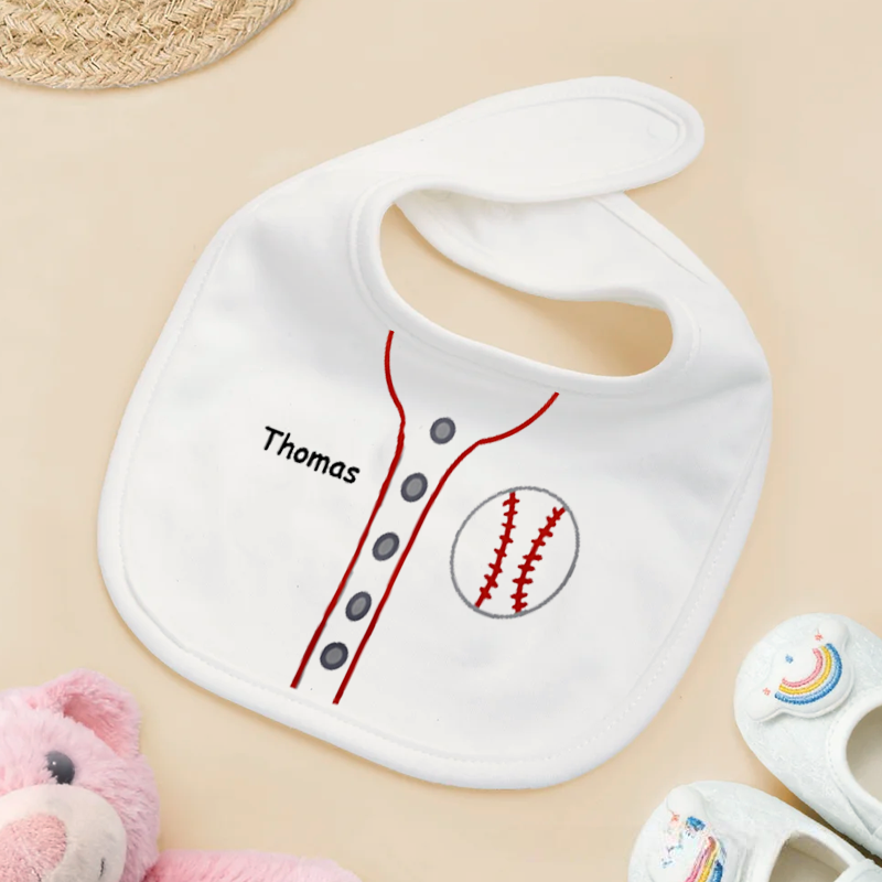 Personalized Baseball Baby Bib Baby Bib with Name Feeding Accessory Baby Shower Welcome Christmas Gift for Baby Kid