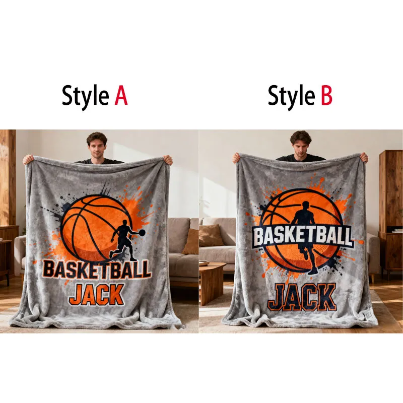 Personalized Basketball Lover's Blanket with Custom Name for Players and Fans