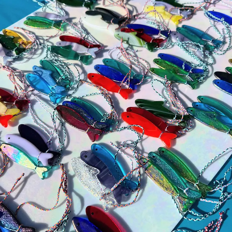 Wonky-Dines! Mystery 6-Pack of Stained Glass Sardine Suncatchers with Metal Tin! Handmade Sardine Suncatcher