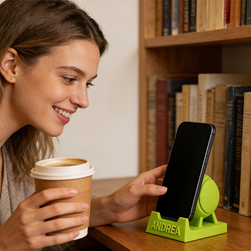 Personalized Tennis Ball 3D-Printed Phone Stand with Custom Name for Tennis Enthusiasts 