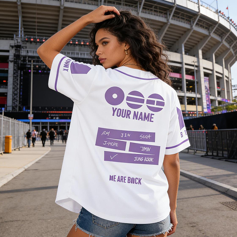 Personalized BTS Kpop Baseball Jersey Unisex Banggtan Fan Merch Custom Army Fan Lovers Jersey BTS 2026 Arirang World Tour Merch Jersey