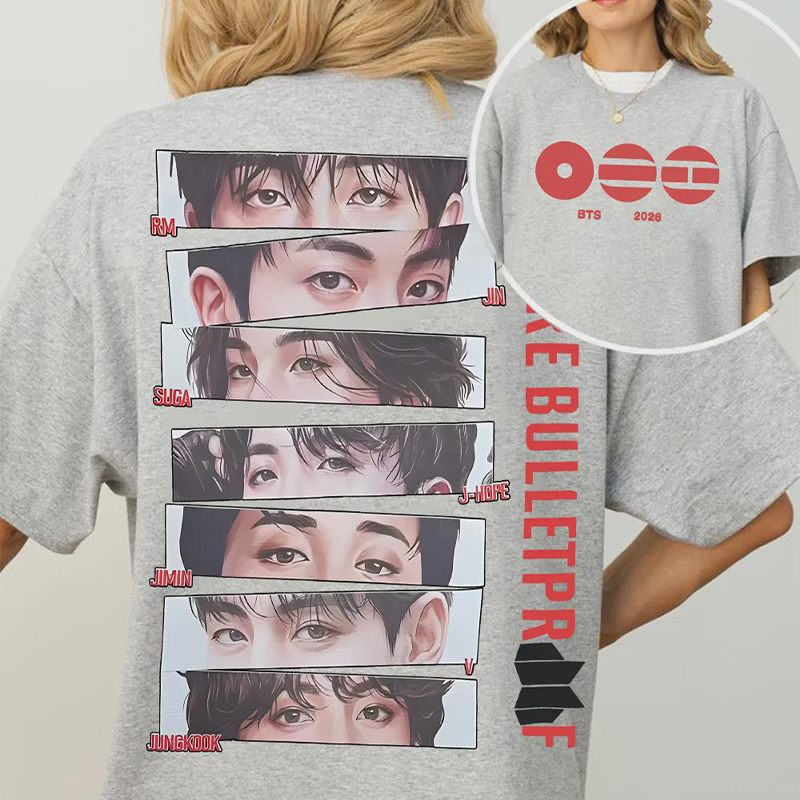Personalized BTS We Are Bulletproof Tour 2026 T-Shirt Member Eyes Art K-Pop Tee for ARMY
