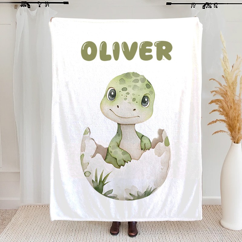 Personalized Cute Dinosaur Gender Neutral Baby Blanket Birthday Gift