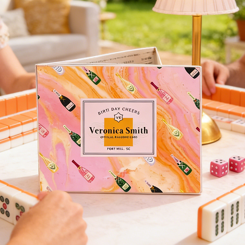 Personalized Champagne Themed Birthday Cheers Mahjong Tile Set Template for Mahjong Lovers