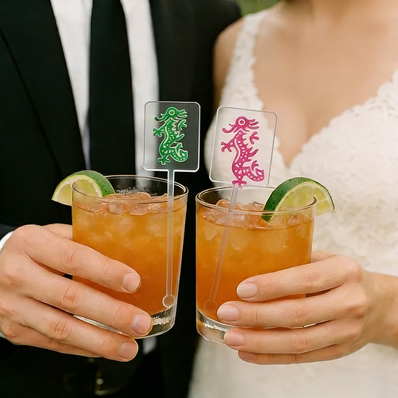 Personalized Mahjong Tile Acrylic Stir Sticks Dragon Joker Mahjong Cocktail Stirrers Hostess Gift