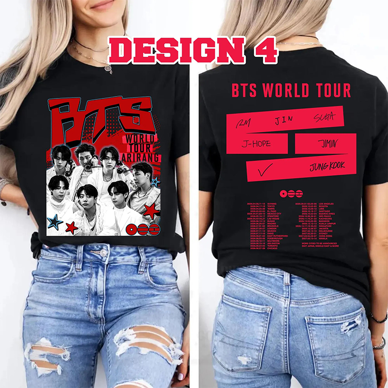 Personalized BTS World Tour Member T-Shirt K-Pop Tour Tee for Concerts Arirang Kpop Bangtan T-Shirt Fandom Gift Idea