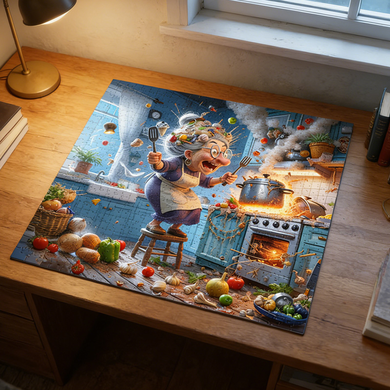 Grandma's Culinary Storm Jigsaw Puzzle Birthday Gifts for Kids Gift Idea for Cartoon Lovers