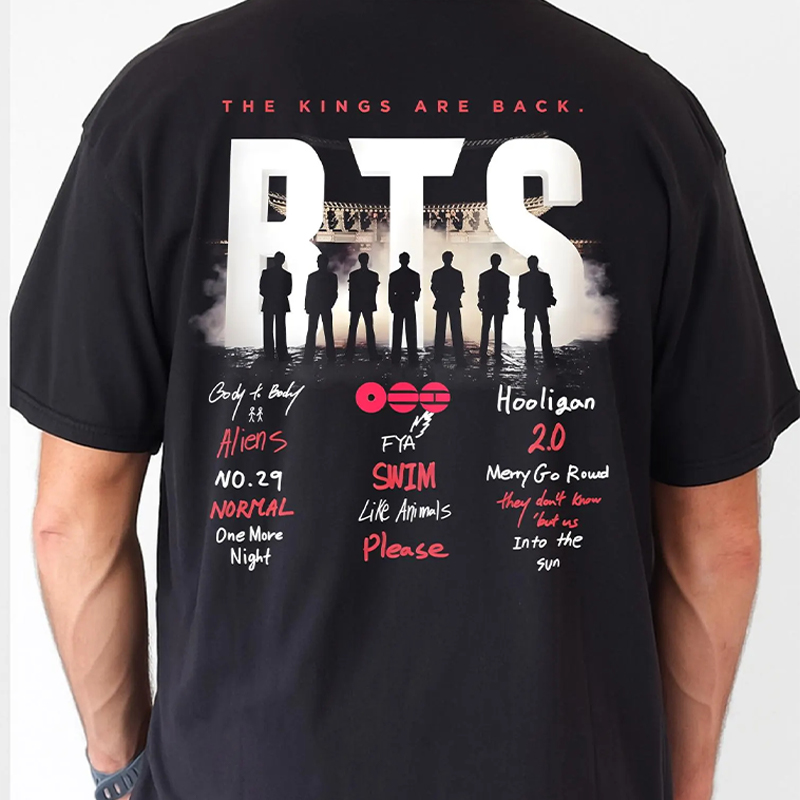 Personalized BTS Arirang Tracklist The Kings Are Back T-Shirt Bangtan 2026 Album Songs Concert Tee Merch Gift for K-Pop Fan