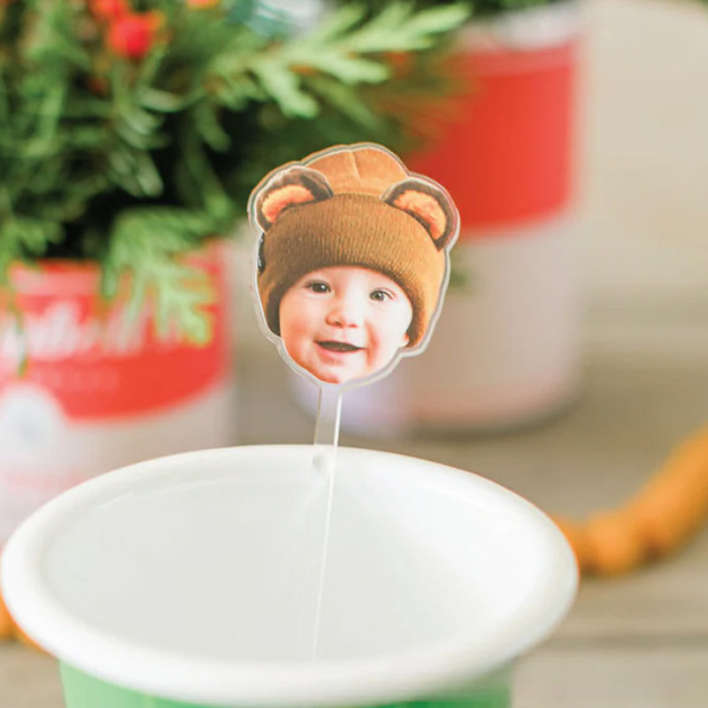 Personalized Baby Face Drink Stirrer Funny Birthday Gift