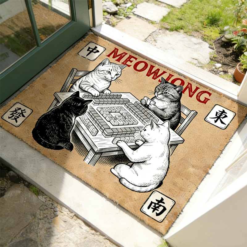 Meowjong Cat Mahjong Doormat Mahj House Decor Mahjong Outdoor Mat Housewarming Gift Mahjong Lover Player Gamer Gift Gift for Cat Lovers