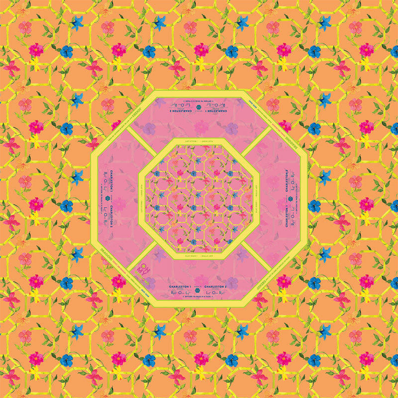 Bagua Blossom Mahjong Tablecloth 55" x 55" Polyester Square Instructional Design for Family Game Night Party Favor Supplies