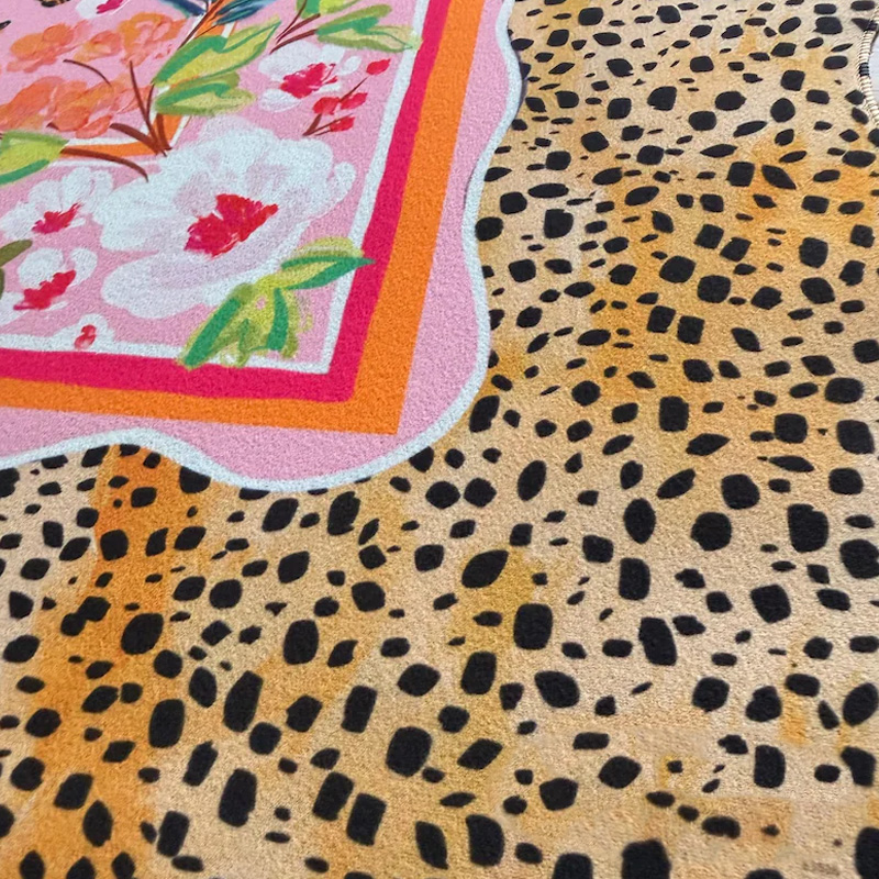 Leopard Print Scalloped Mahjong Mat Soft Surface Not Neoprene Original Art Tiger Mahjong Mat Mat Mahjong Lovers Gifts