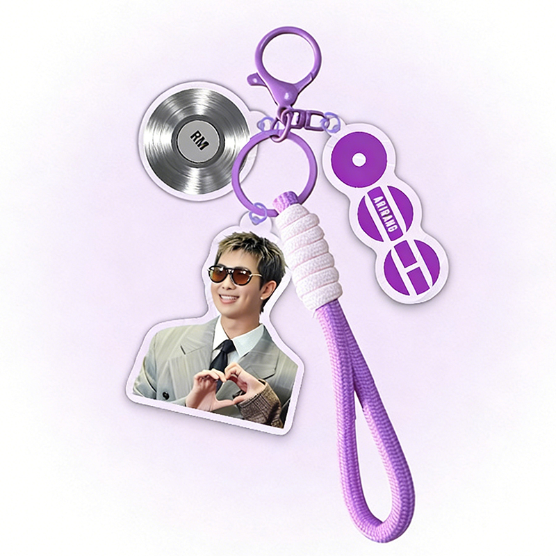 Personalized Kpop Member Photo Bag Charm with Album Disc Design  Keychain ARMY Gift