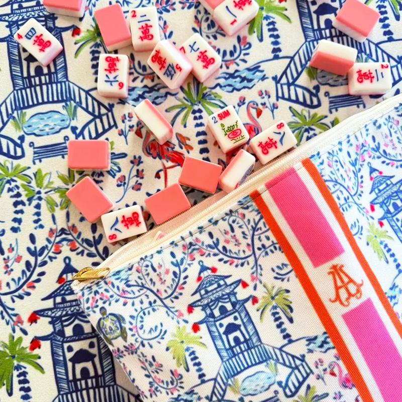 Chinoiserie Mahjong Game Mat Pagoda Mahjong Design Waterproof Non Slip Elegant Table Protector Gift Mahjong Mat Mahjong Lovers Gifts