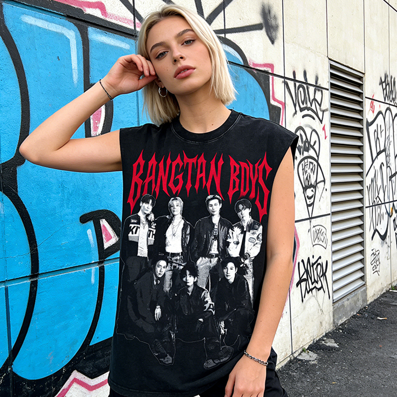 Personalized Bangtan Boys Vintage Wash Tank Top Kpop ARMY Concert Shirt