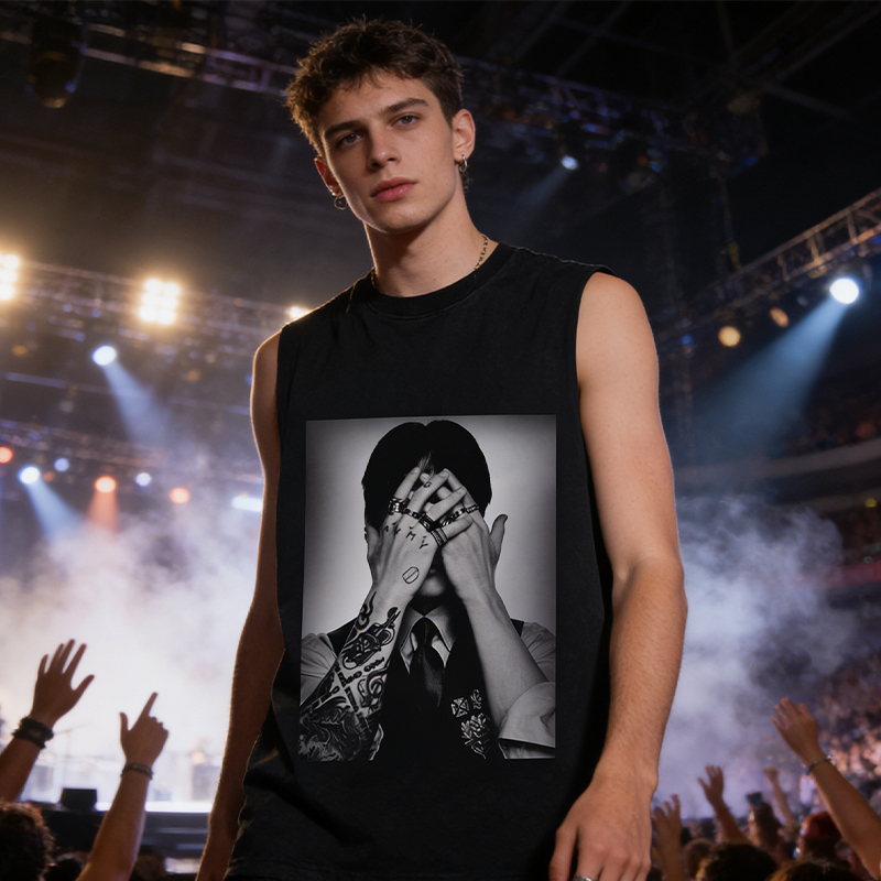 Personalized Jungkook Tattoo Portrait Vintage Wash Tank Top Kpop ARMY Gift