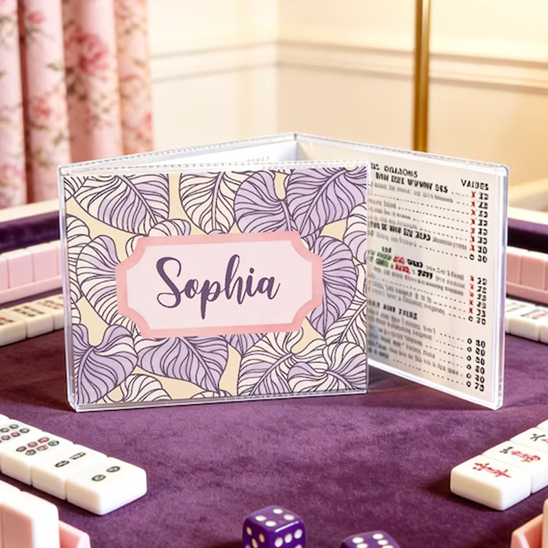 Personalized Mahjong Card Cover with Chinoiserie Sleeve Trifold NMJL Holder Gift for Mahjong Lovers