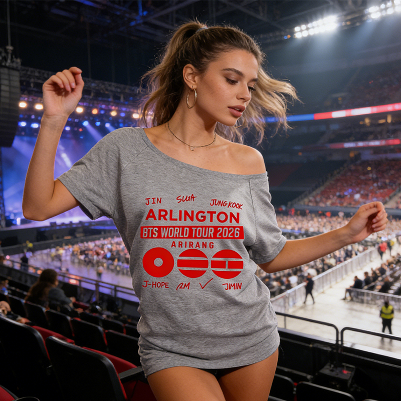 Personalized 2026 World Tour Off-Shoulder T-Shirt Custom K-Pop Concert Tee for ARMY Fans