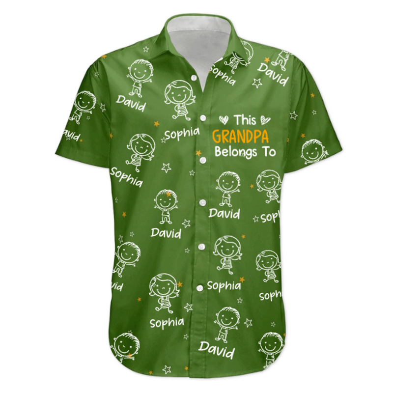 Personalized Hawaiian Shirt This Grandpa Belongs To Doodle Father's Day Gifts