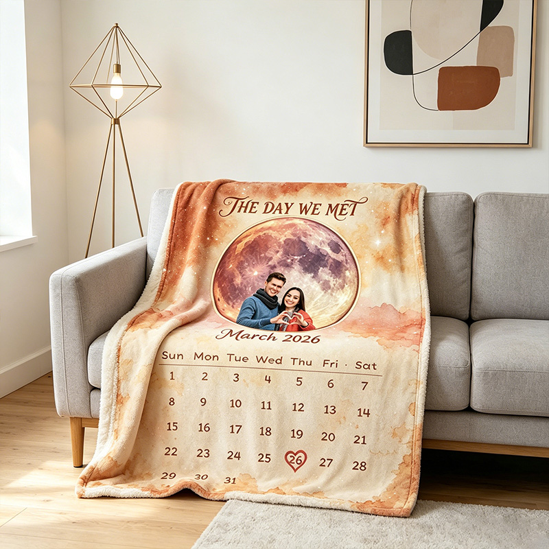 Personalized Couple Building Block Blanket Couple Photo Blanket Custom Name Throw Blanket