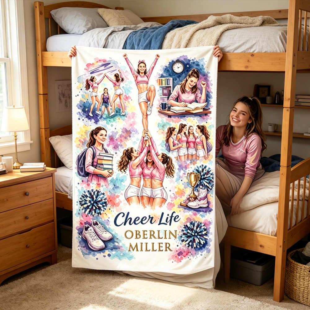 Personalized Cheer Life Blanket – Custom Cheerleading Gift for Girls