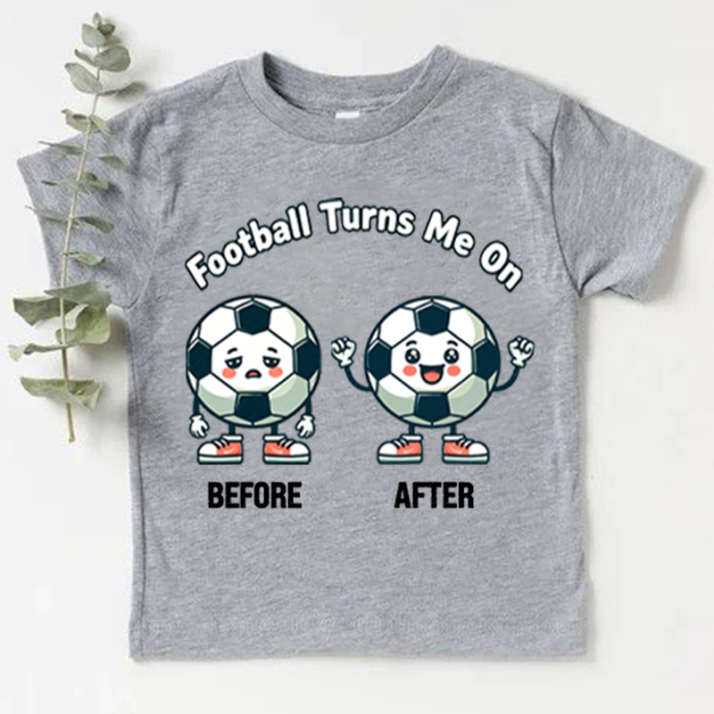 Personalized Football Kid T-shirt Football Turns Me On with Custom Name and Number Gift for Football Little Fans