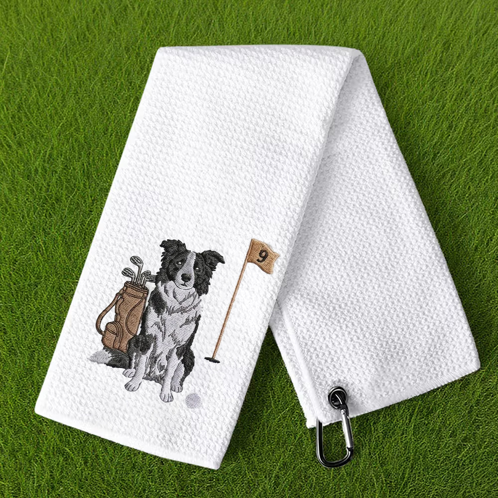 Personalized Pet Golf Towel with Pet Photo Embroidered Pet Portrait Dogs Face Cat Accessories Golf Lover Gift