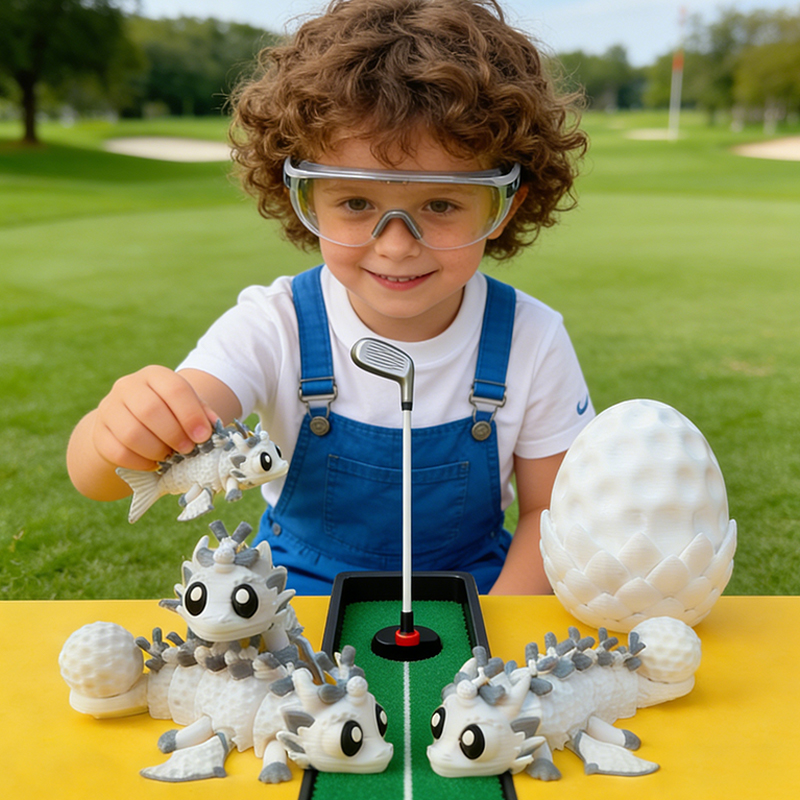 Personalized 3D Printed Golf Dragon and Egg Toy Unique Gift for Golf Lovers on Birthday 