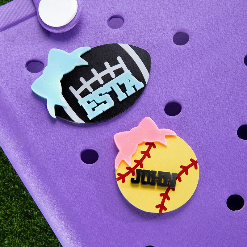 Personalized Sports Ball Bow Design Bag Charm with Name Accessories for Bag Birthday Gift for Sports Lovers