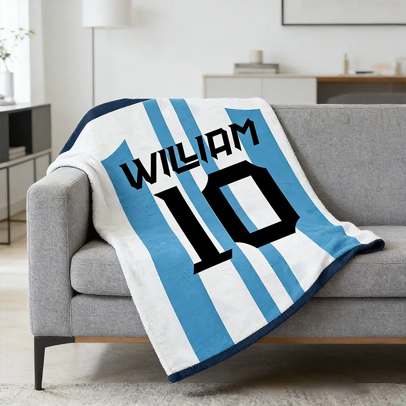 Personalized Soccer Jersey Blanket with Custom Name and Number Design
