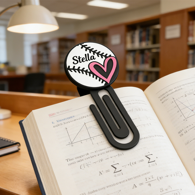 Personalized Baseball Heart Bookmark Custom Name for Reading Fans and Athletes 