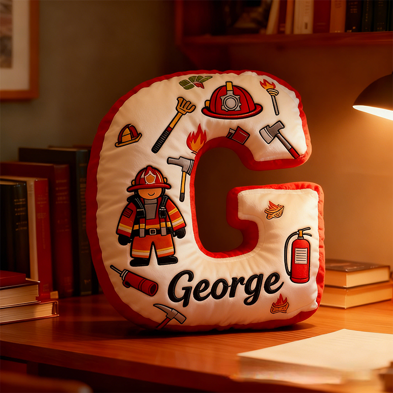 Personalized Firefighter Themed Pillow Custom Name Letter Pillow Custom Name Graphic 3D Print Pillow 