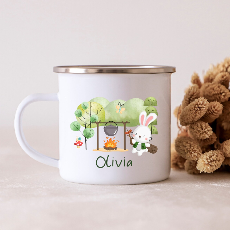 Personalized Kids Camping Mug Custom Kids Camping Cup Kids Camping Enamel Mug Campfire Mug Unbreakable Kids Woodland Mug