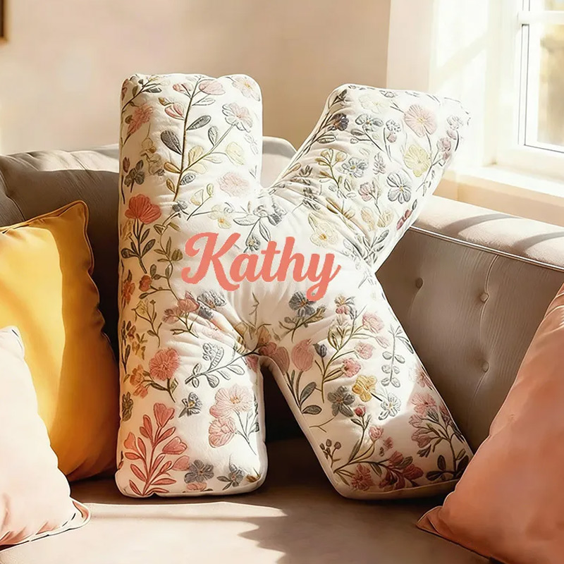 Personalized Flower Letter Pillow with Name Graphic 3D Print Custom Double Sided Pillow Gift for Kids Gardening Lovers Gift